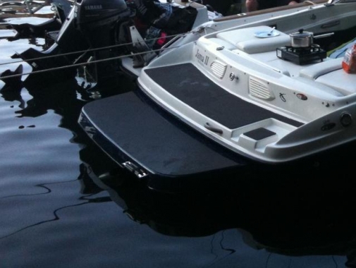 Custom Painted Platform with Stainless Pull Out Ladder and Surfgrip on Bayliner 205