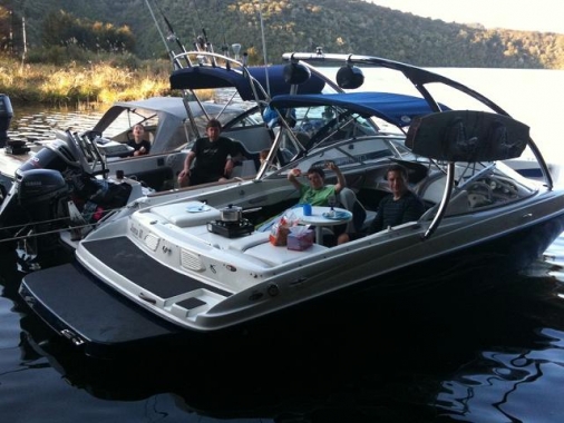 Custom Painted Platform with Stainless Pull Out Ladder and Surfgrip on Bayliner 205